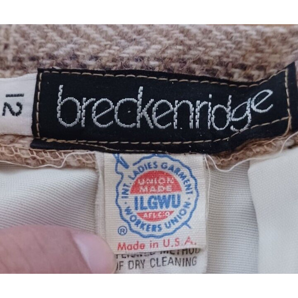 VTG BRECKENRIDGE Women's Wool Blazer and Skirt Size 12 Beige Herringbone pattern - Picture 9 of 12